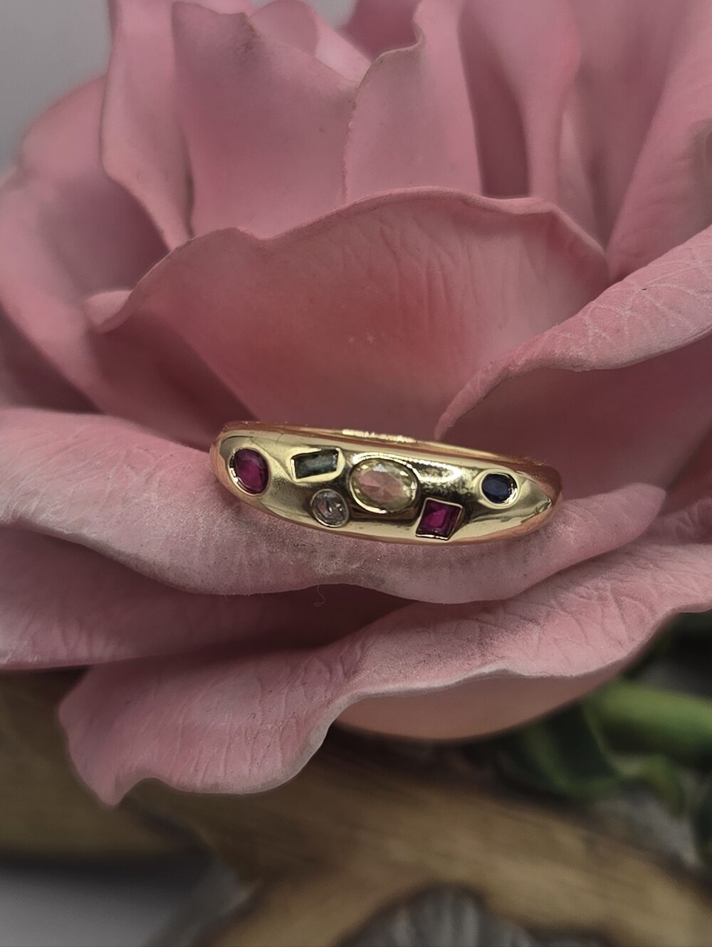 14kt GF Multi-Stone Women's Ring in Pink and Gem Tones